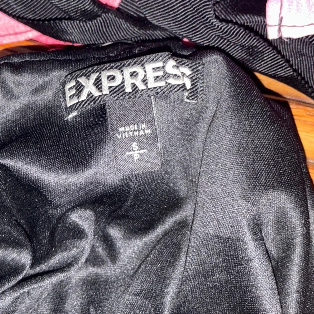 Express Womens Floral Ruffle Wrap Midi Dress Black Pink Small Spaghetti Strap - Picture 3 of 4